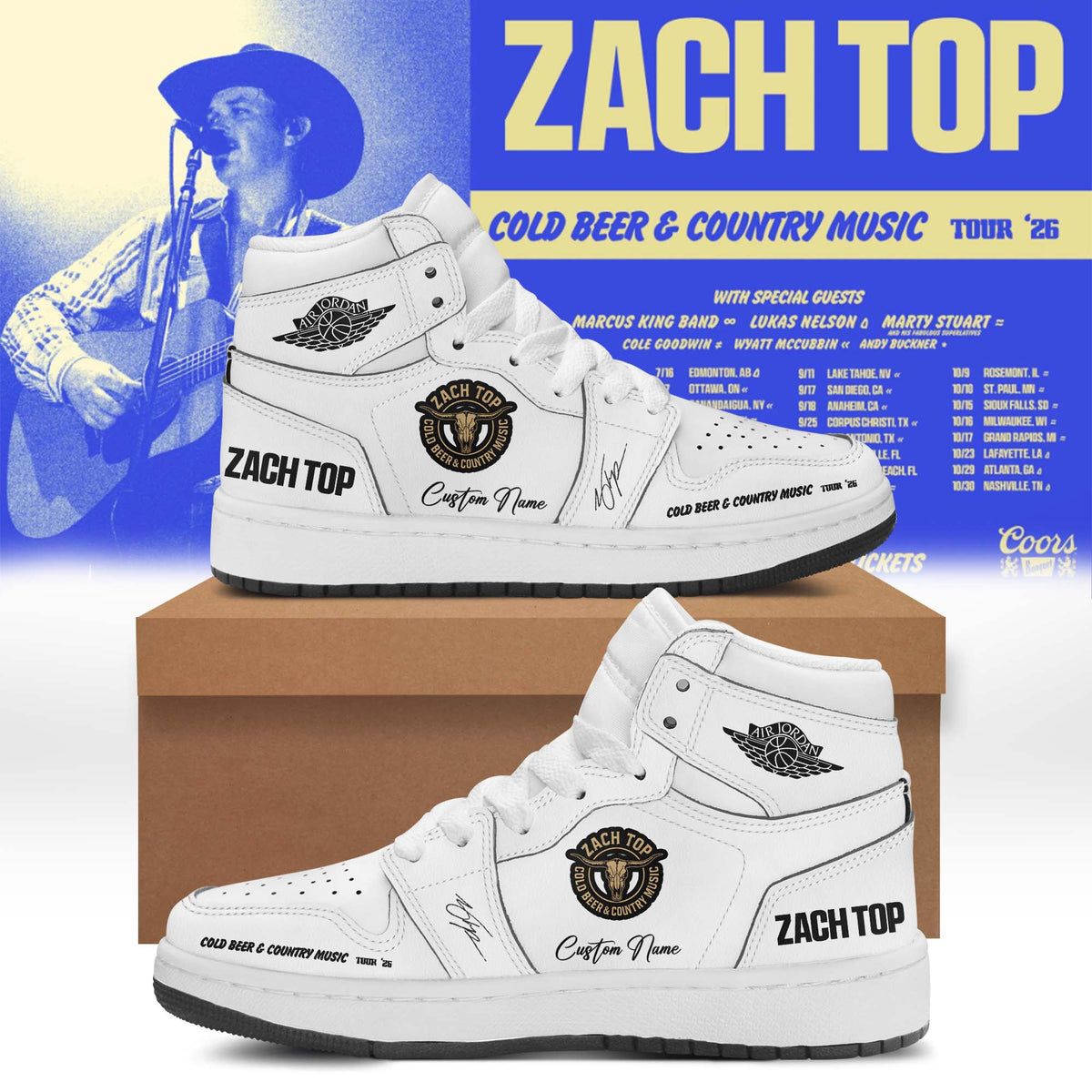 Zach Top “Cold Beer & Country Music Tour 2026” Signature Limited Edition – Shoes