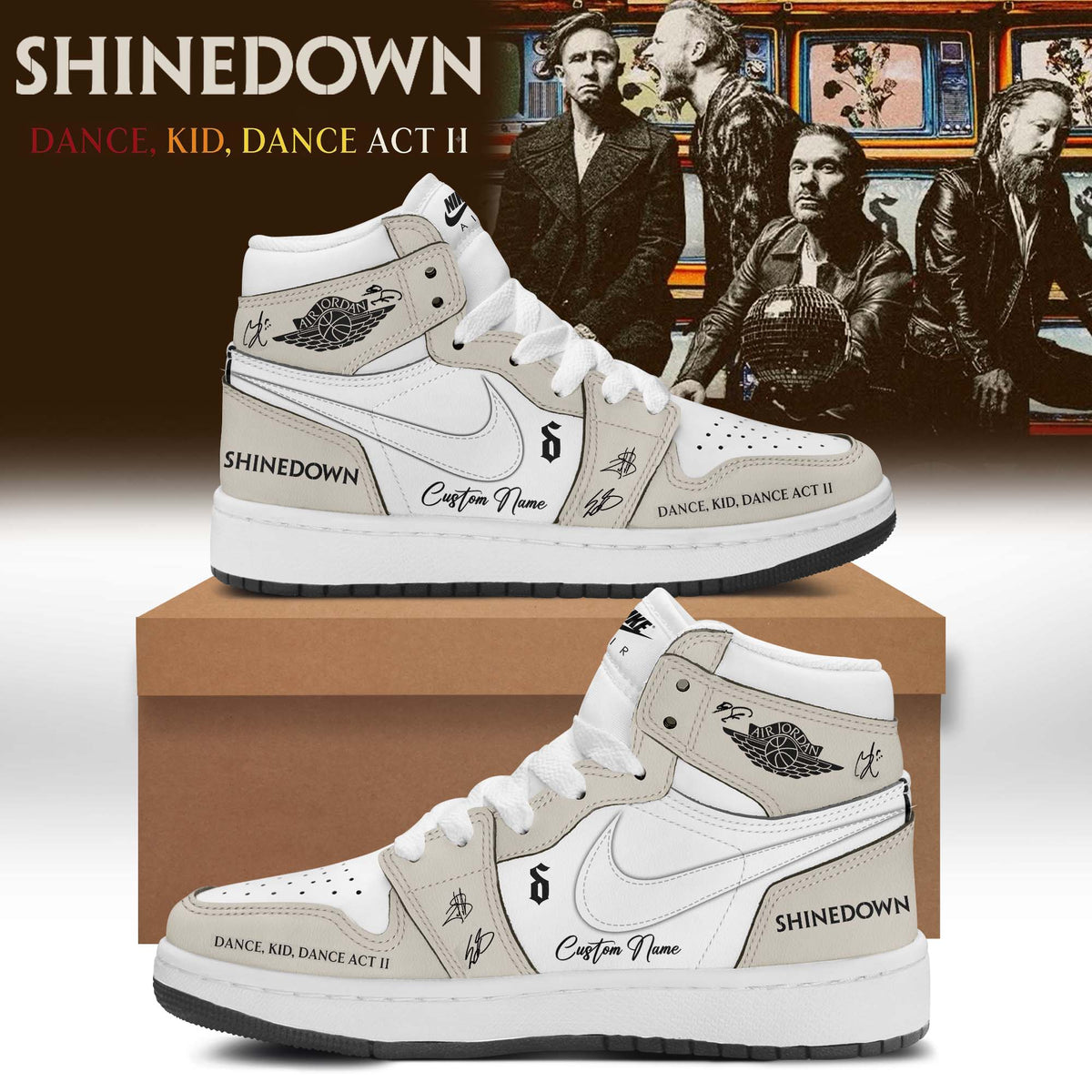 ,,SHINEDOWN “Dance Kid Dance Act II World Tour” 2026 Signed – Shoes 1-7