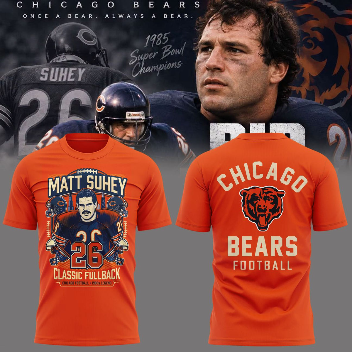 006. Limited Edition Matt Suhey - Chicago Bears Always and Forever - Thank You For Your Memories T-Shirt