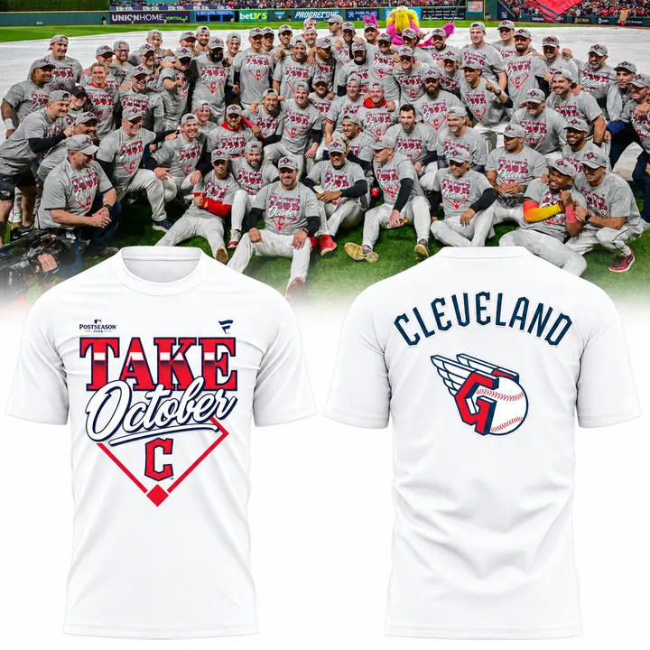 01.52. White Shirt Cleveland Guardians 2026 Take October T-Shirt Limited Edition