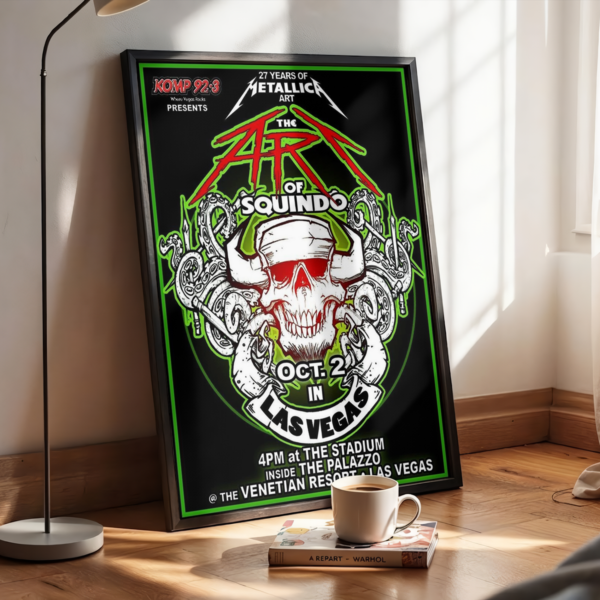 The Art of Squindo Poster For Las Vegas Nevada On October 2 2026 Celebrating 27 Years of Metallica Art Premium Poster Canvas