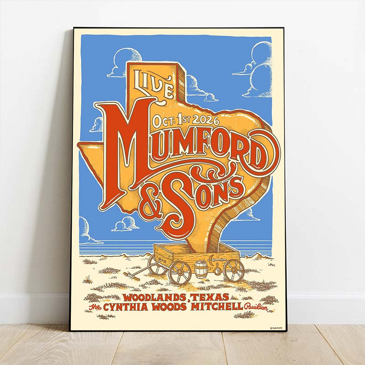Mumford And Sons The Woodlands TX Event Poster At The Cynthia Woods Mitchell Pavilion In The Woodlands TX On October 1 2026 Poster
