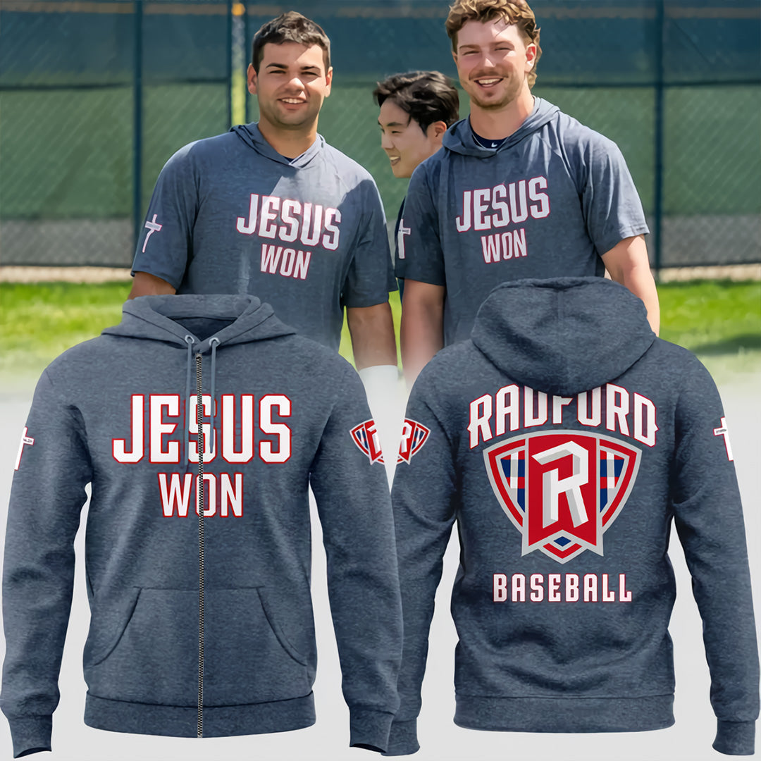 Limited Edition Radford Baseball Jesus Won Zip Hoodie