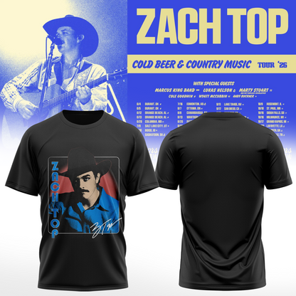Zach Top “Cold Beer & Country Music Tour 2026” Signature Limited Edition – Tshirt