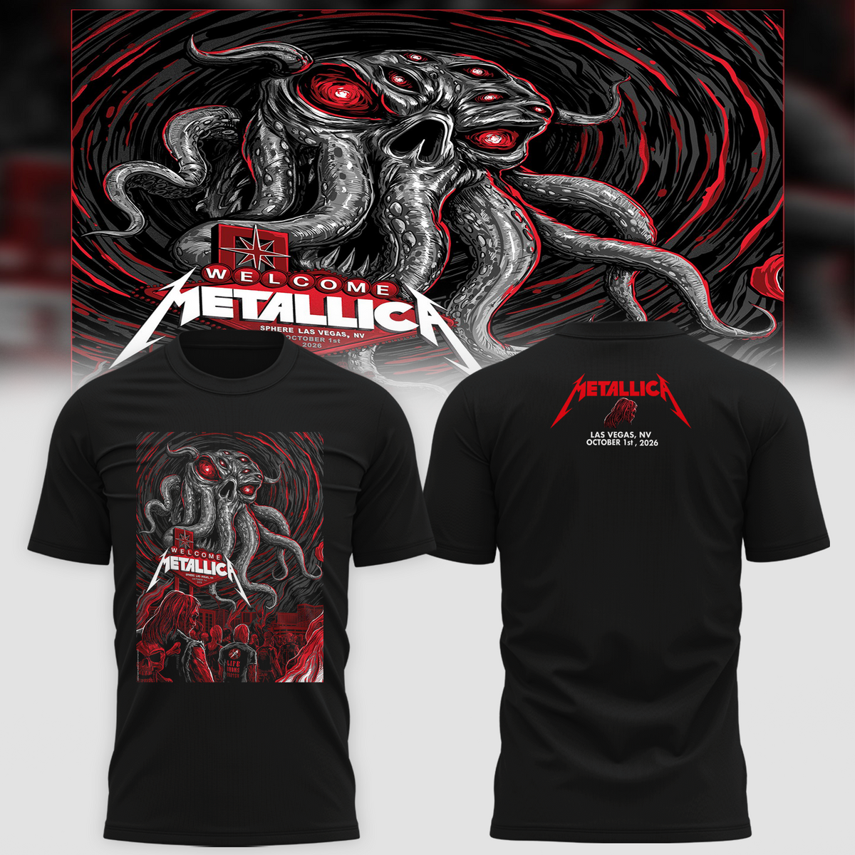 MTLC Life Burns Faster Las Vegas 2026 Night 1 Venue Poster Live At Sphere October 1 2026 Ktulu Art Unisex T-Shirt