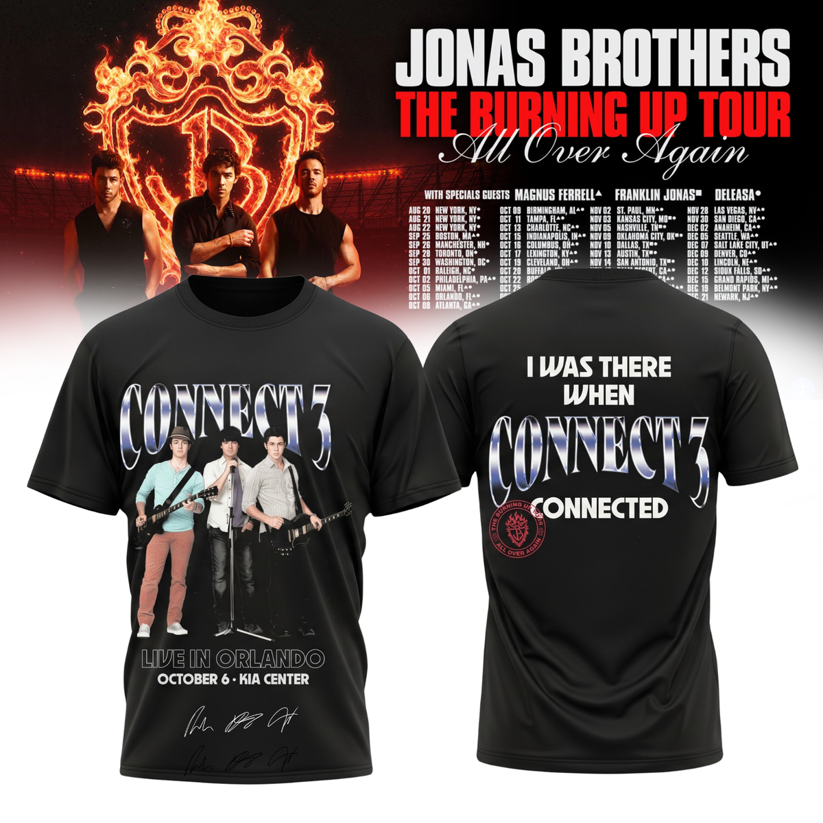 ,Jonas Brothers “The Burning Up Tour All Over Again 2026” Signature Limited Edition – Tshirt