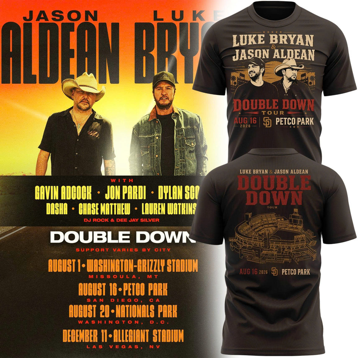Limited Edition Jason Aldean and Luke Bryan x San Diego Padres Tshirt 2026