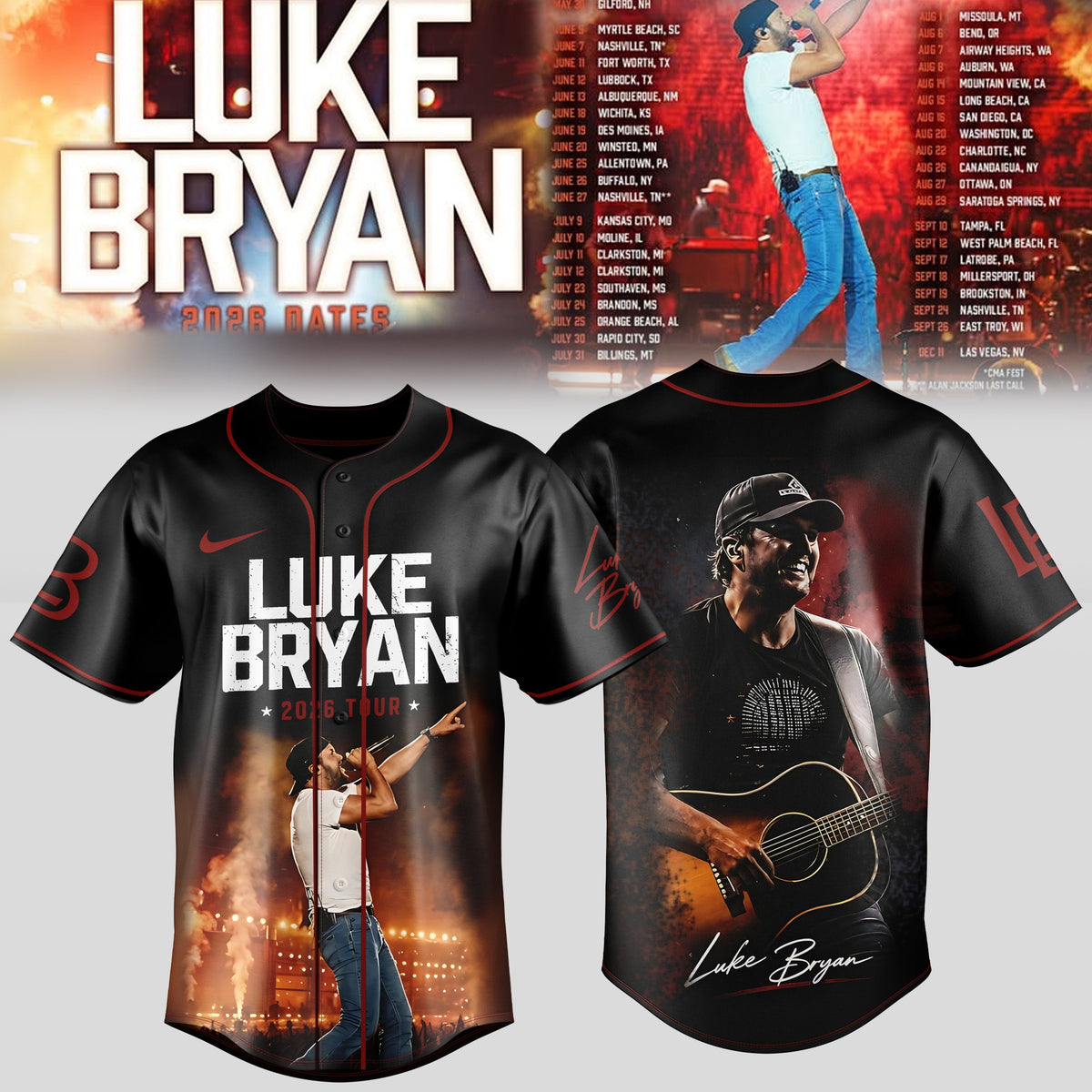 _LUKE BRYAN 2026 TOUR MERCH – COUNTRY NIGHTS JERSEY