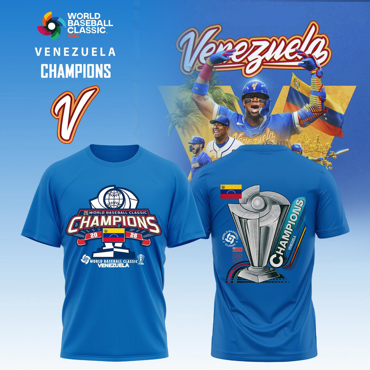 World Baseball Classic x Venezuela Champions Limited Edition 2026 Tshirt Blue Navy