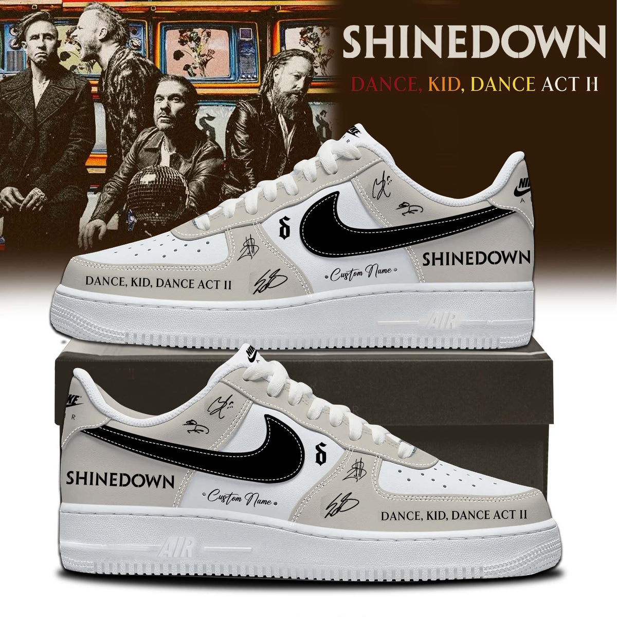,,SHINEDOWN “Dance Kid Dance Act II World Tour” 2026 Signed – Shoes 1-1