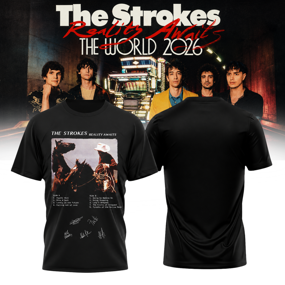 The Strokes “Reality Awaits Tour 2026” Signature Limited Edition – Tshirt