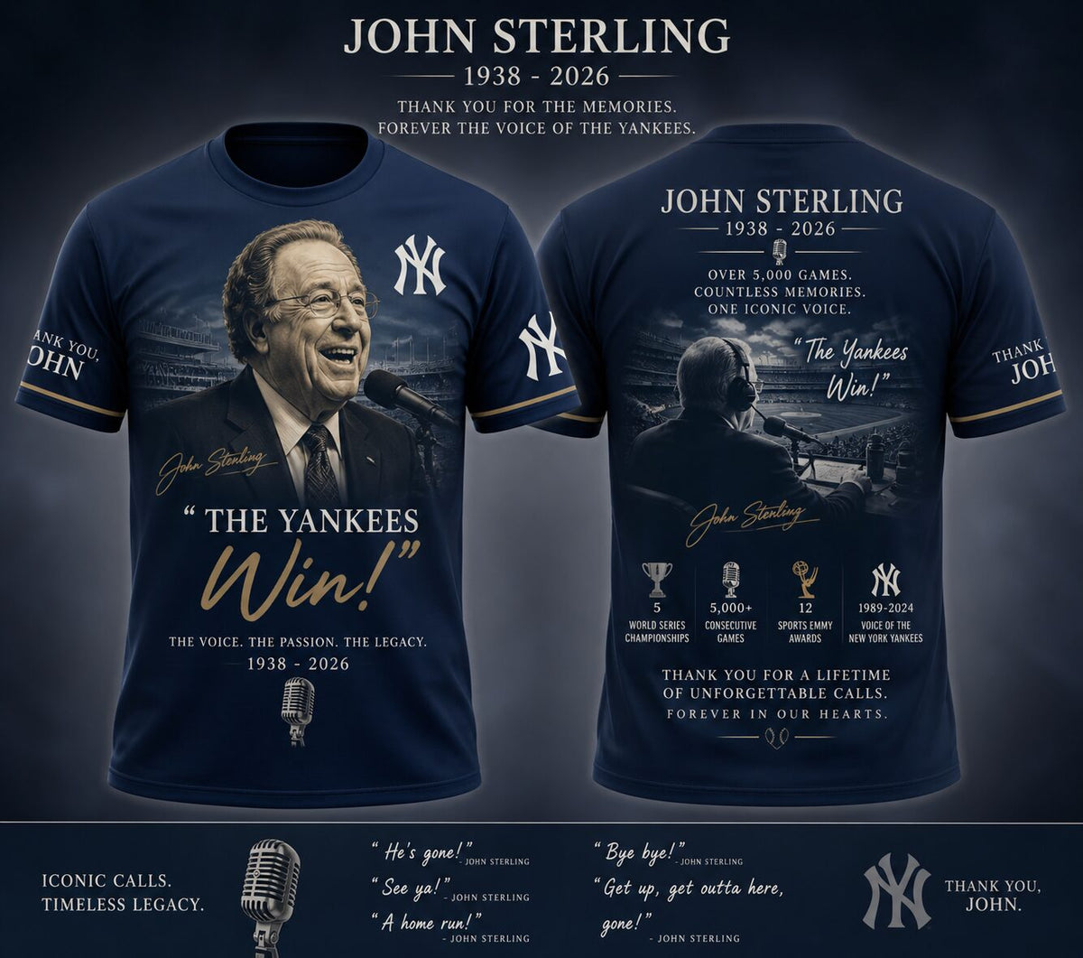 “Remembering John Sterling — The Voice of the Yankees” Shirt