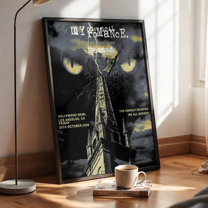 My Chemical Romance x The Used Tour 2026 Poster, MCR The Black Parade Hollywood Bowl LA Graphic Tee, Emo Rock Concert Apparel