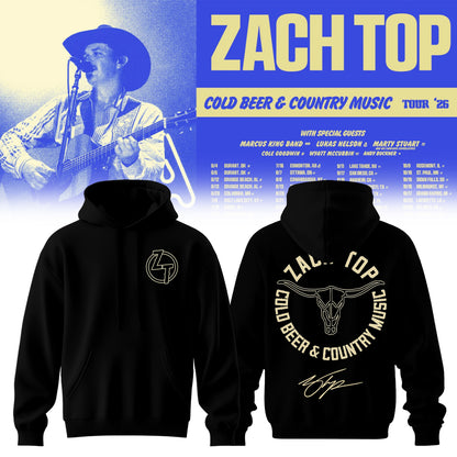 ,Zach Top “Cold Beer & Country Music Tour 2026” Signature Limited Edition – Hoodie