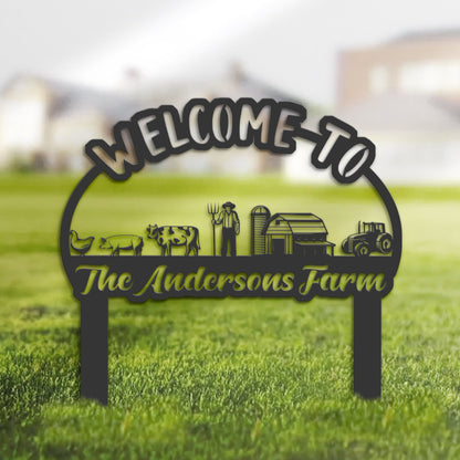 Personalized Welcome to our farm, Custom name farm house sign, barn ranch metal sign