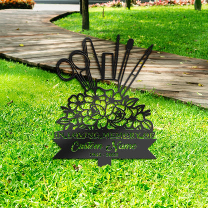 Personalized Nail Technician Memorial Stake, Metal Stake, Sympathy Sign, Grave Marker, Remembrance Stake