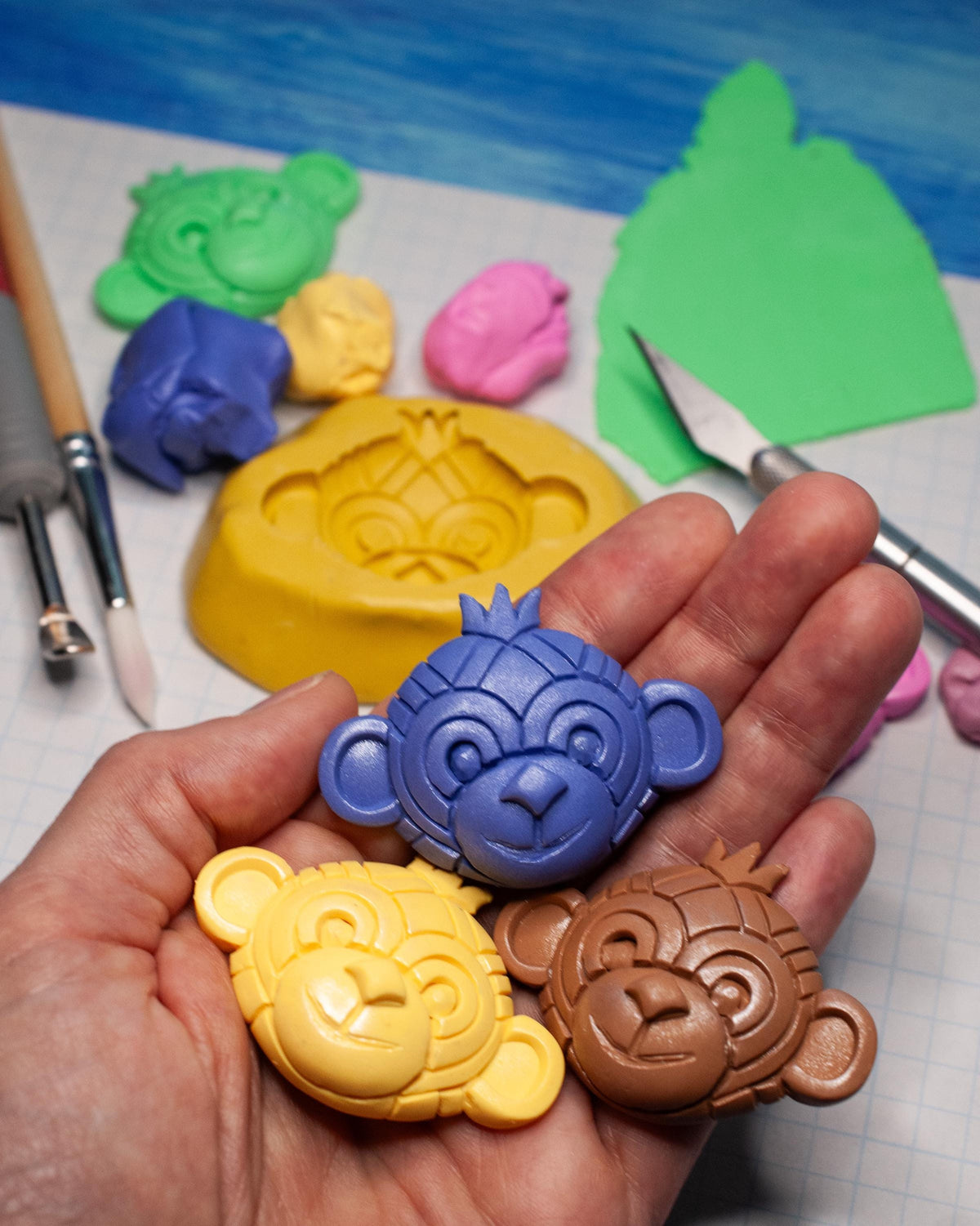 Monkey Silicone Mold: DIY Polymer Clay, Resin, Mosaic Art
