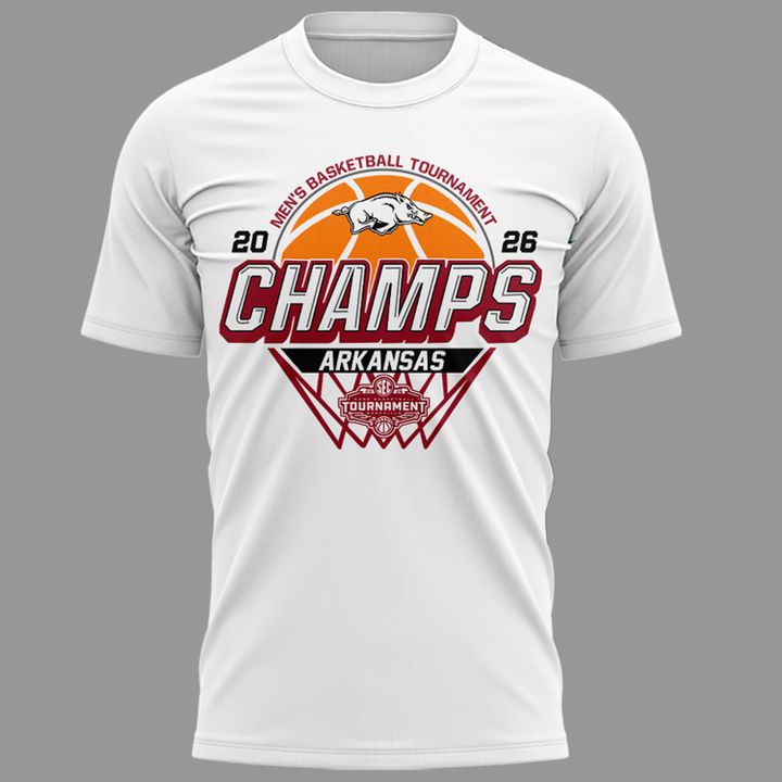 VIP.04.Arkansas Razorbacks Men's Basketball 2026 SEC Tournament Champions T Shirt