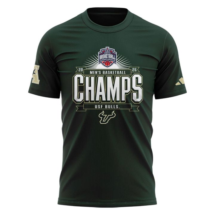 Unisex Blue 84 Green South Florida Bulls 2026 American Conference Men's Basketball Tournament Champions T-Shirt (Updated Version)