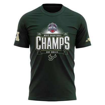 Unisex Blue 84 Green South Florida Bulls 2026 American Conference Men's Basketball Tournament Champions T-Shirt V2