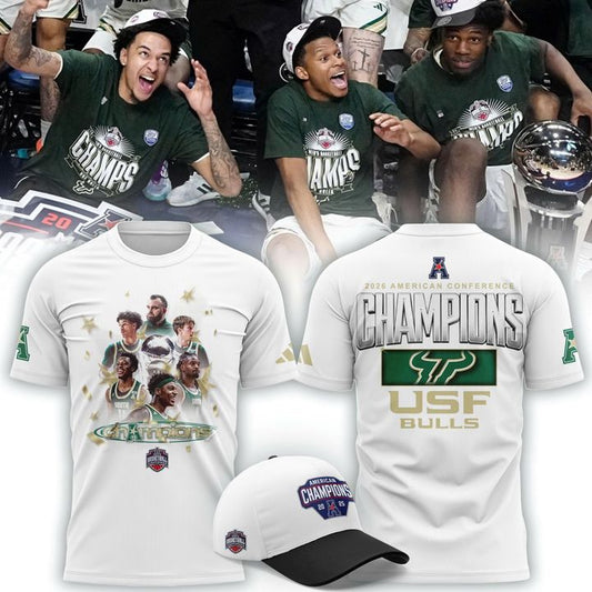 Official South Florida Bulls 2026 American Conference Men’s Basketball Tournament Champions T-Shirt (Updated Version)