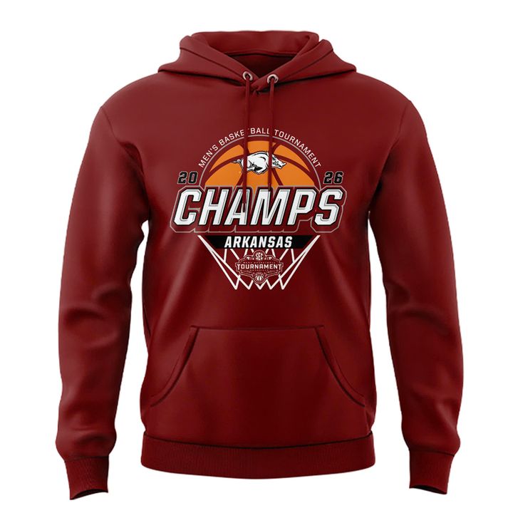 Special 2026 SEC Tournament Champions Arkansas Razorbacks Men’s Basketball Hoodie 2