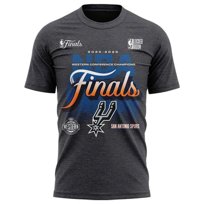 (Adult & Kids) San Antonio Spurs  Charcoal 2026 Western Conference Champions Two-Sided T-Shirt