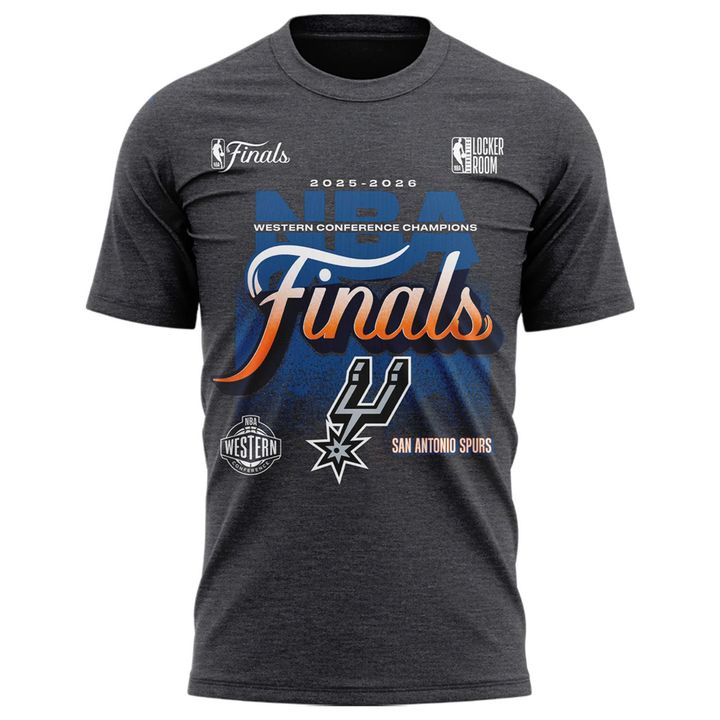 (Adult & Kids) San Antonio Spurs Charcoal 2026 Western Conference Champions Two-Sided T-Shirt