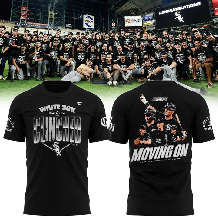 Men's Chicago White Sox Clinched Postseason T-Shirt - American League Division Series Moving On Black Tee