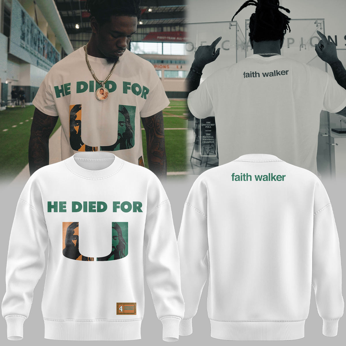 Faith Walker “He Died for Us” Christian Sweatshirt