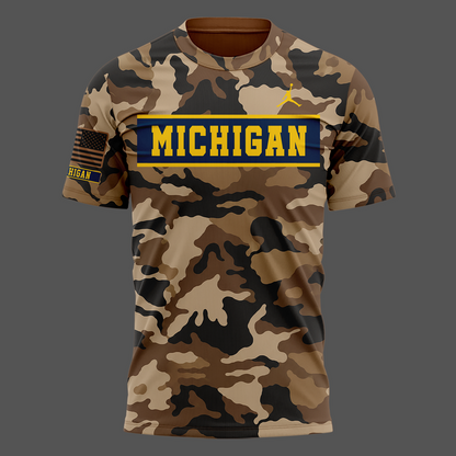 Camo Michigan Wolverines 2026 Military Appreciation Sideline Dri-FIT T-shirt