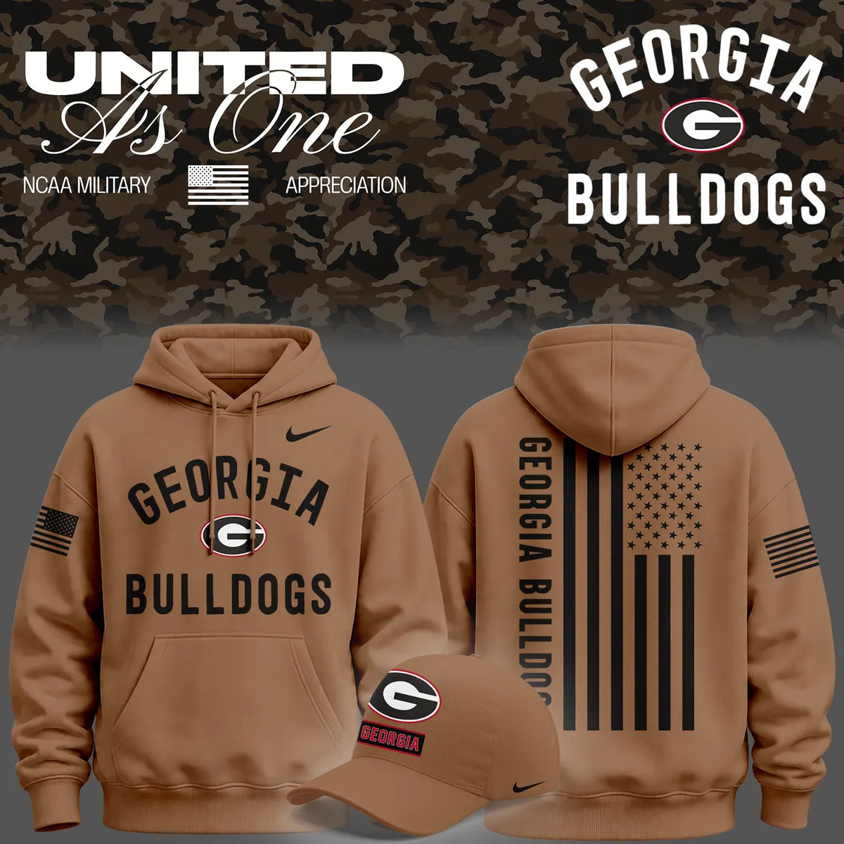 Georgia Bulldogs Nike 2026 Military Appreciation Sideline Dri-FIT Hoodie