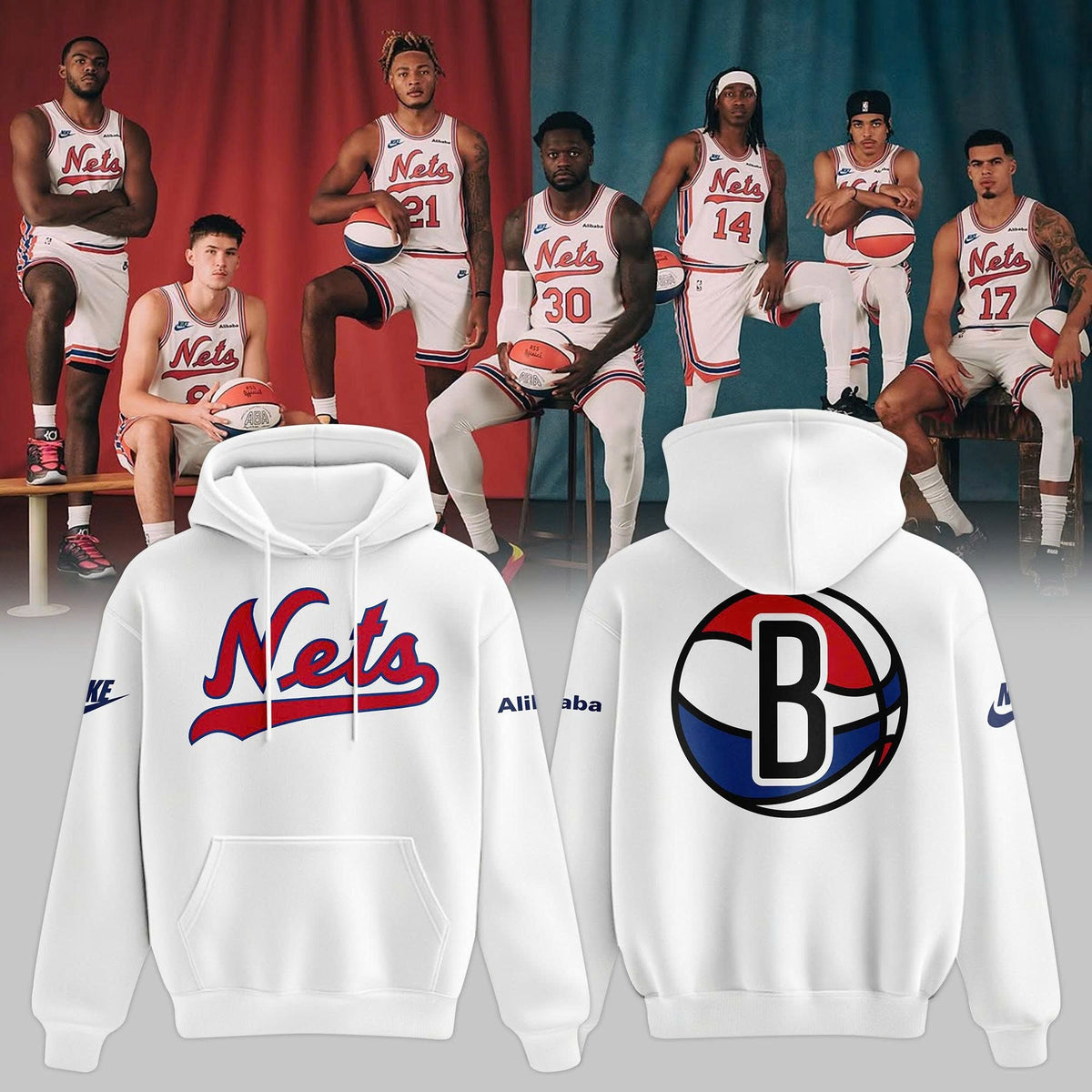 Brooklyn Nets Vintage Hoodie - White Nike 2026/27