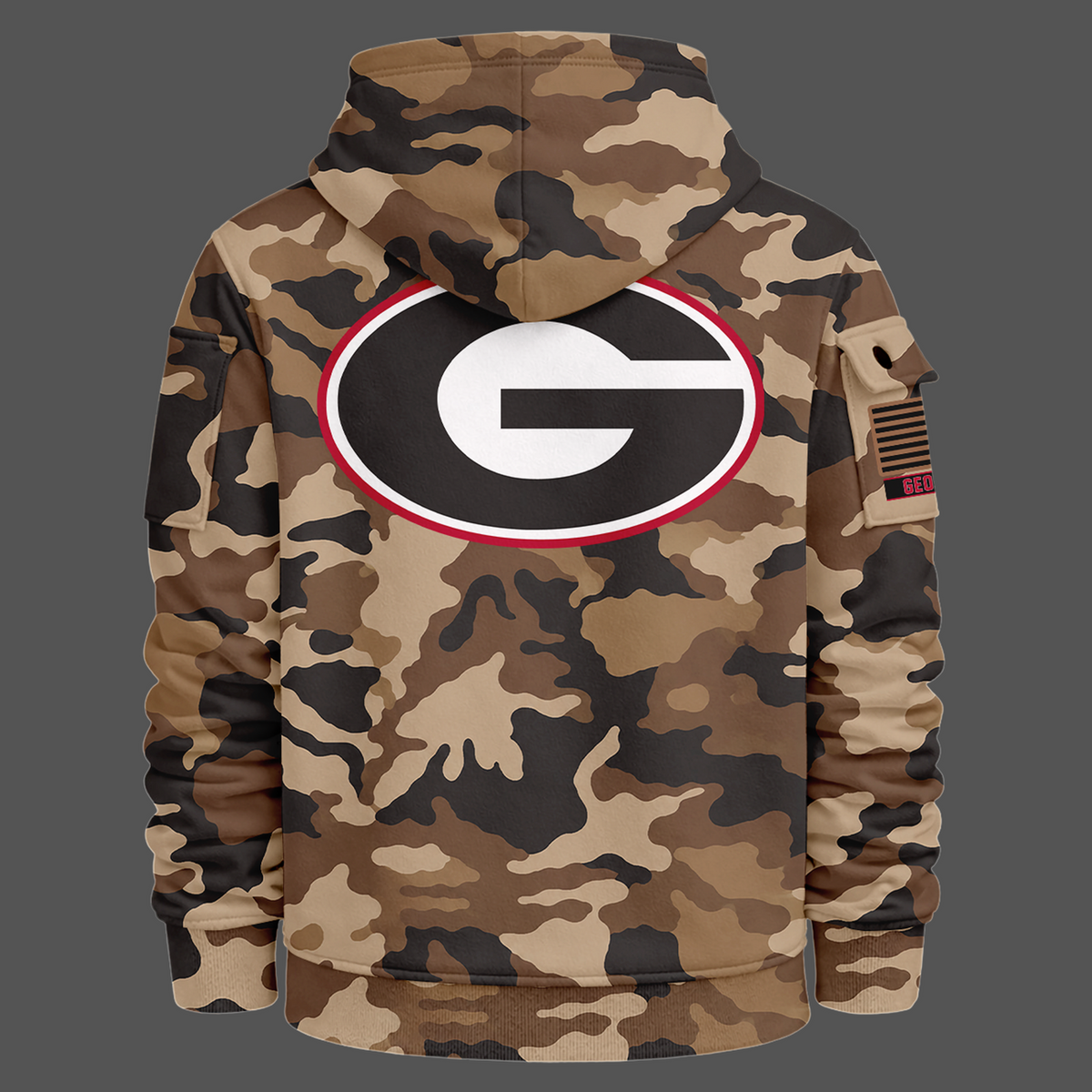 Camo Georgia Bulldogs 2026 Military Appreciation Sideline Dri-FIT 3d Quarter Zipper Hoodie