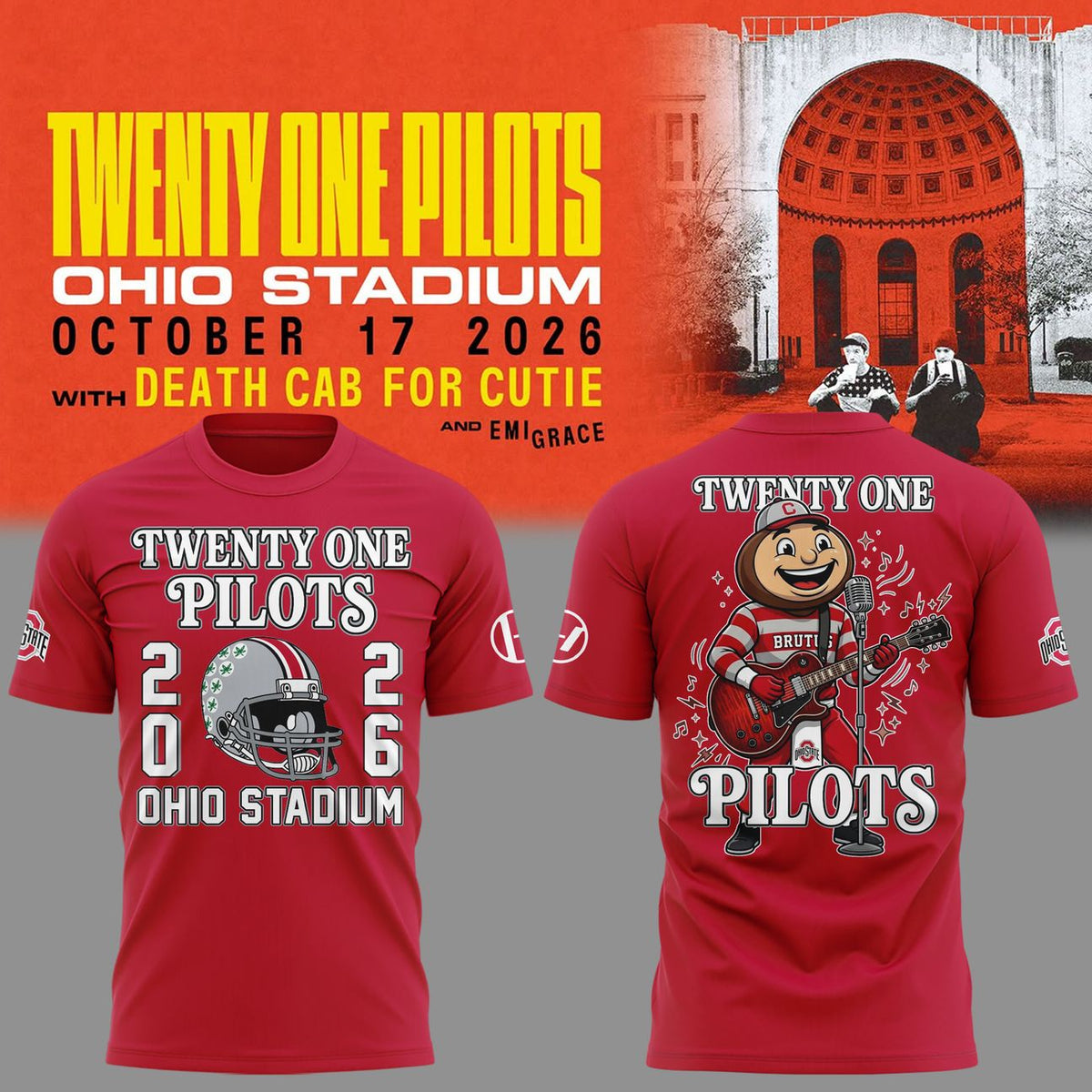 01. Twenty One Pilots x Ohio State Buckeyes Football T-Shirt