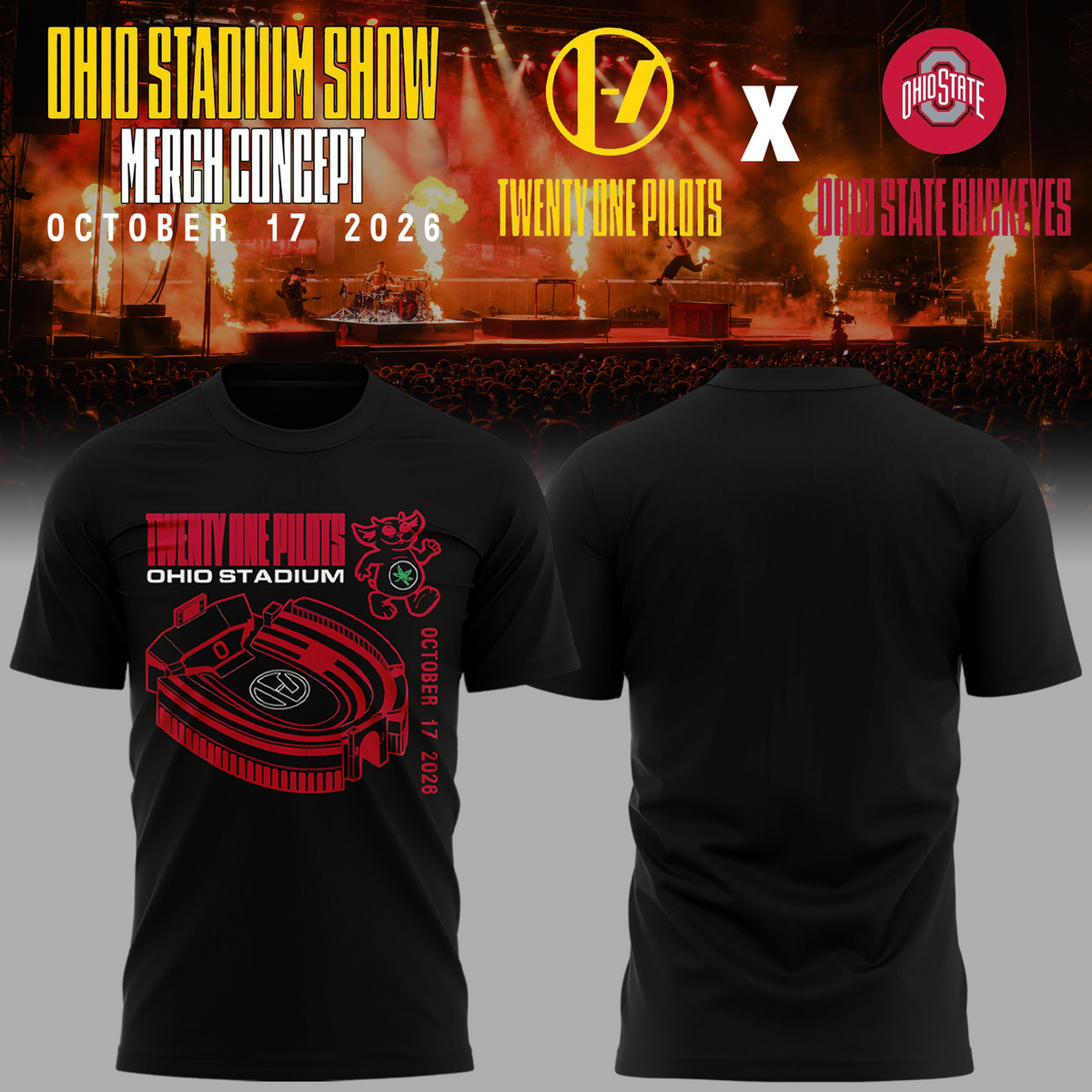 02.TØP X Ohio State Buckeyes Ohio Stadium 2026 T-shirt