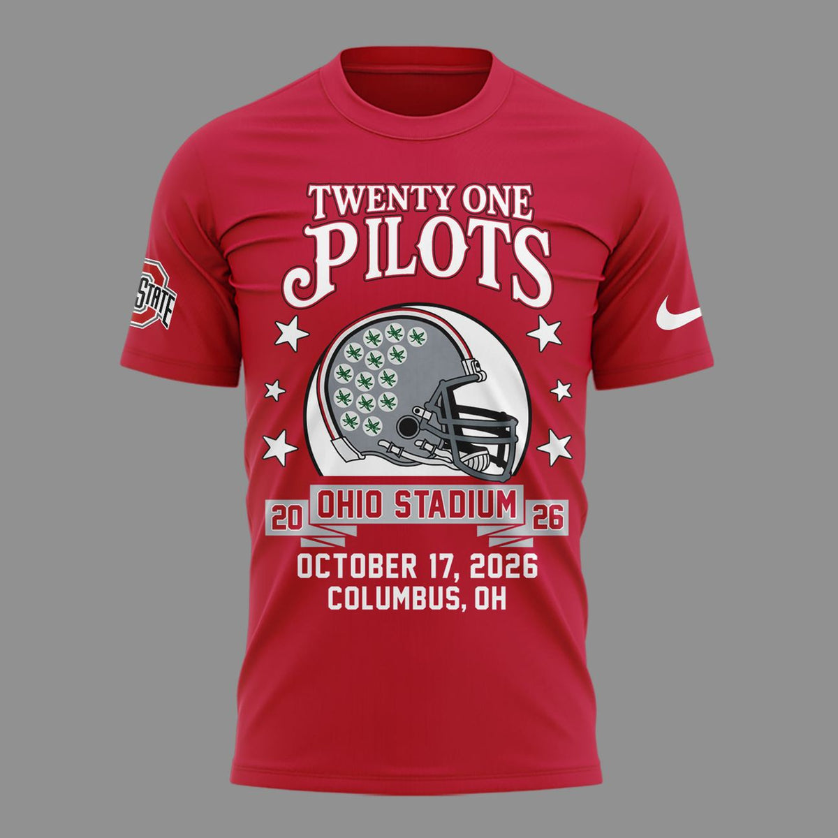 01.48. Twenty One Pilots x Ohio State Football - Ohio Stadium October 17 2026 Red T-Shirt