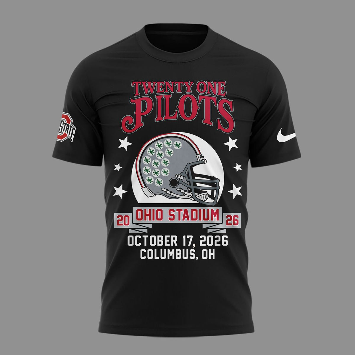 01.50. Black Shirt Twenty One Pilots x Ohio State Football - Ohio Stadium October 17 2026 T-Shirt