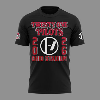 01.34. Black ShirtTwenty One Pilots x Ohio State Buckeyes Football - Ohio Stadium October 17 2026 T-Shirt