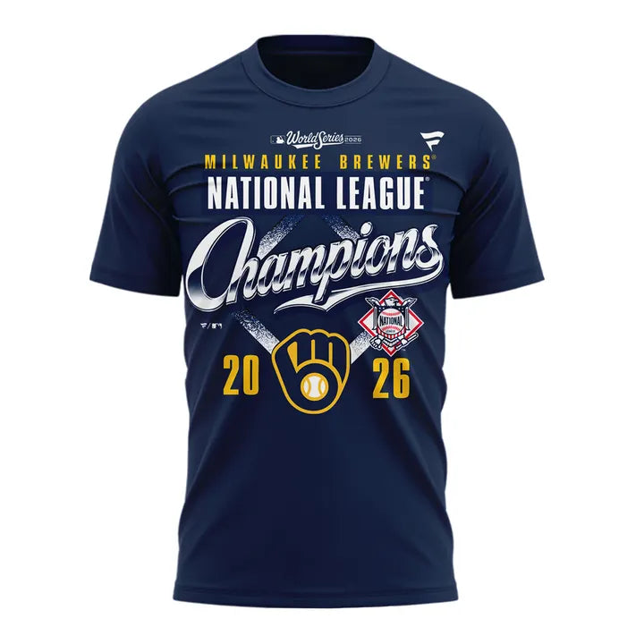 VIP.Milwaukee Brewers Fanatics 2026 National League Champions T-Shirt