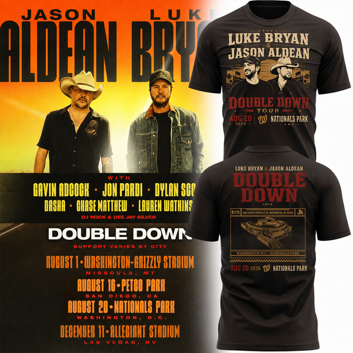 Limited Edition Washington Nationals x Jason Aldean And Luke Bryan T-Shirt