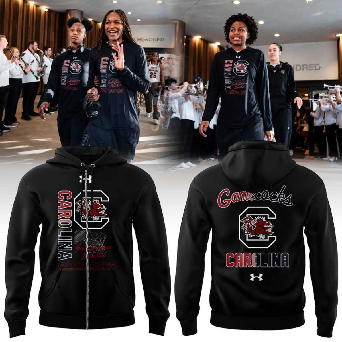South Carolina Women’s Basketball Gamecocks Black V2 Zip Hoodie