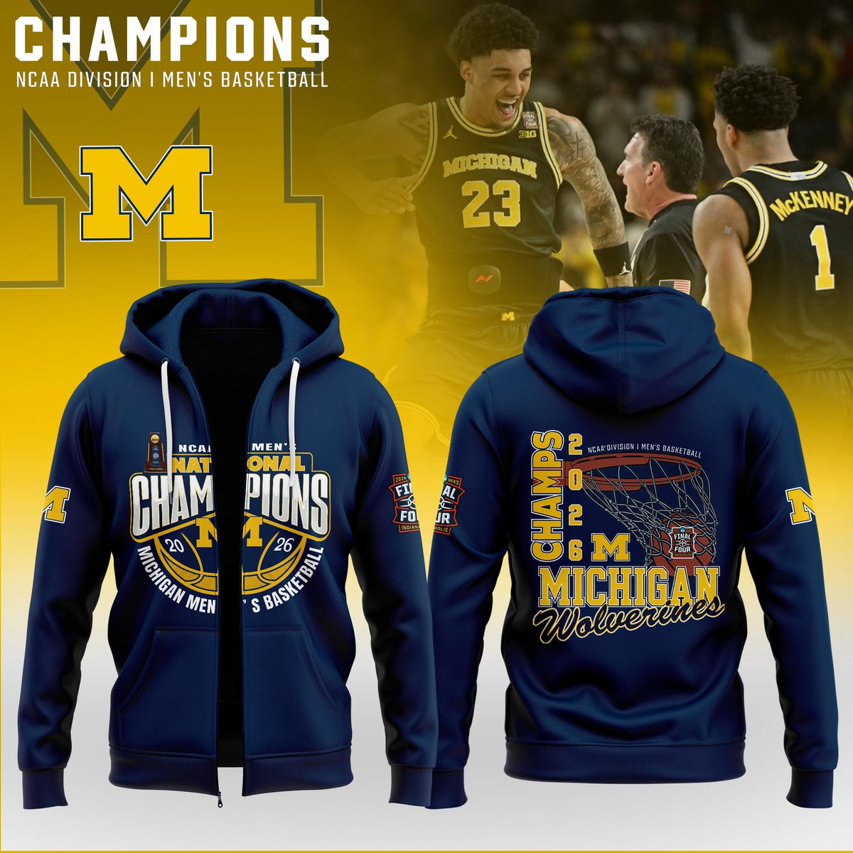 MICH Men’s Basketball 2026 National Champions ZipHoodie Limited Edition